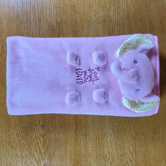 Hallmark Elephant Lovey Security Blanket Pink Plush "Never Forget You Are Loved" - Picture 5 of 7